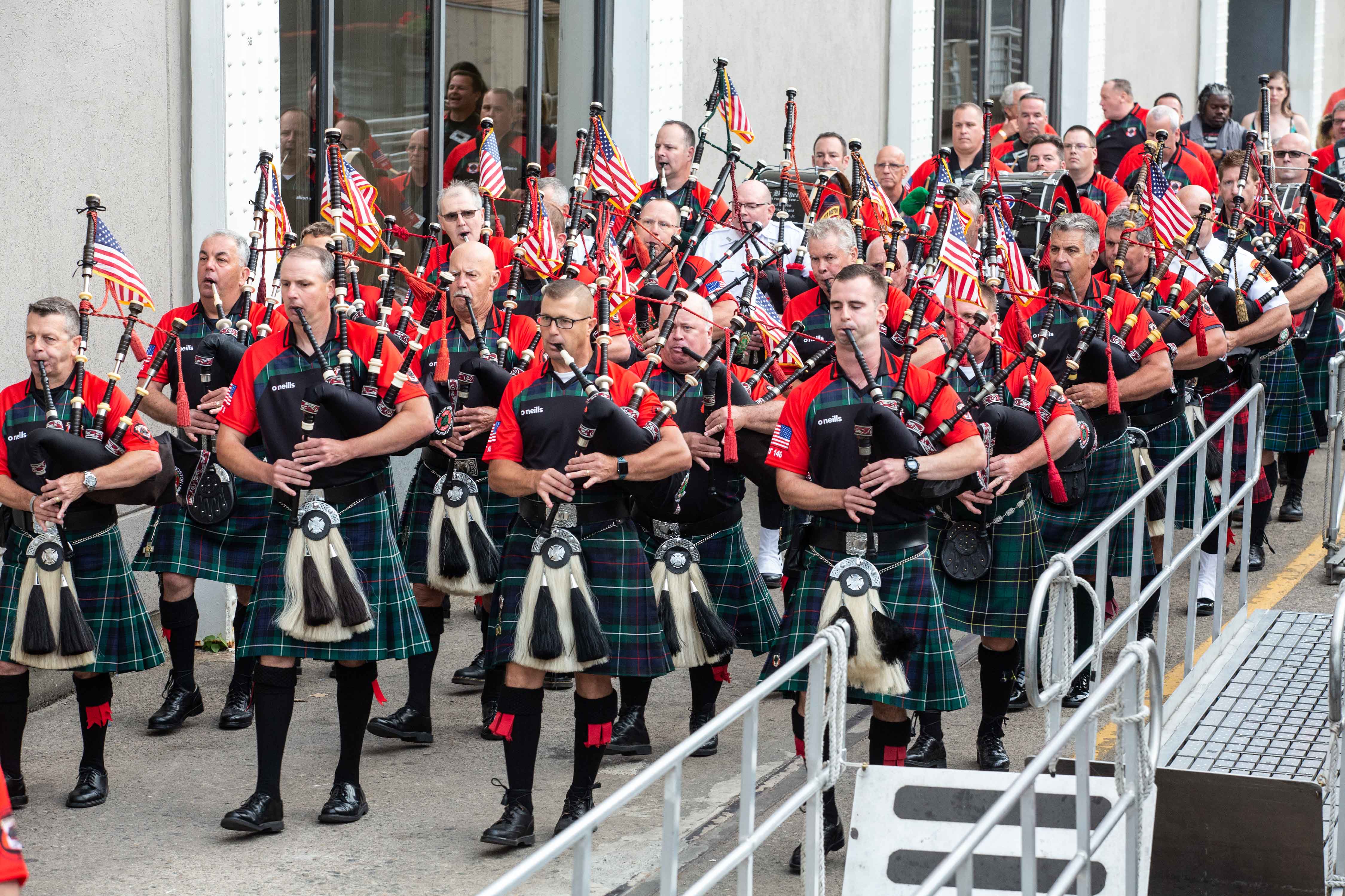 Greater Boston Firefighters Pipes and Drums get a surprise visit from ...